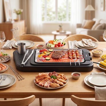 2000W Outdoor BBQ Grill with Detachable Stand Dual Plates