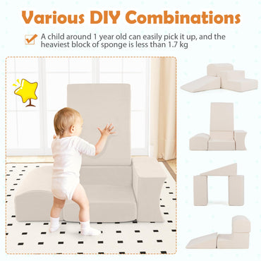 5 Piece Climb and Crawl Playset with Ball Pit for Kids