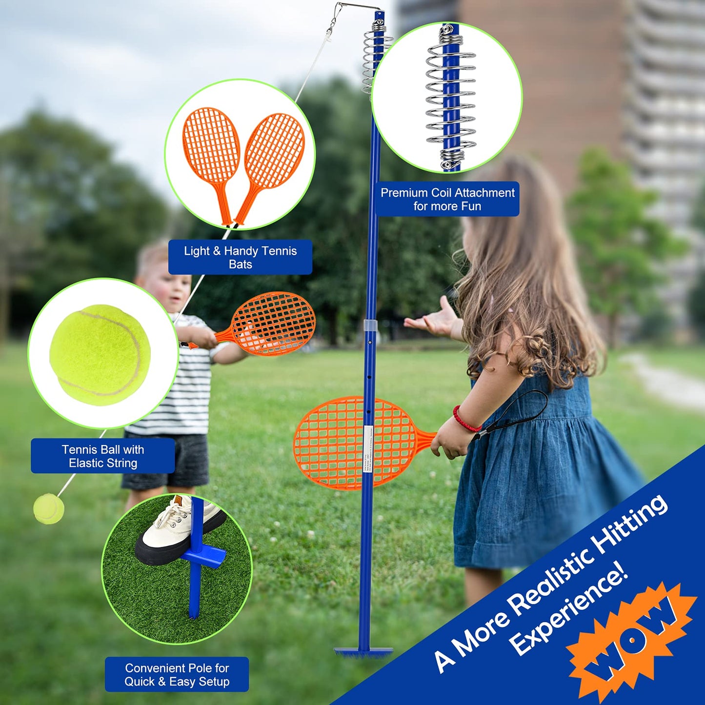 3 Level Height Adjustable Portable Tetherball Set with Ball