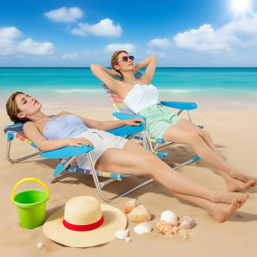 4 Adjustable Position Camping Chair with Armrests & Carry Strap