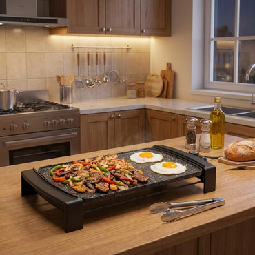 Teppanyaki Grill, 2150W Electric Griddle with 2 Nonstick Cooking Zones