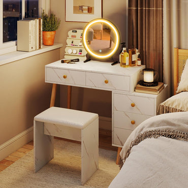 Vanity Desk Makeup Vanity Set with Removable Mirror