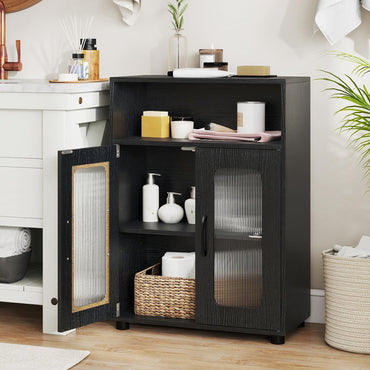 Bathroom Cabinet Freestanding Cabinet with 2 Doors and 3-Level Adjustable Shelf