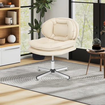 Armless Office Chair with Double Padded Back and Criss Cross Metal Base