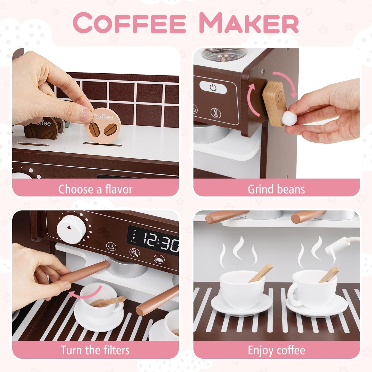 Pretend Play Kitchen with Sink and Microwave for 3+ Years