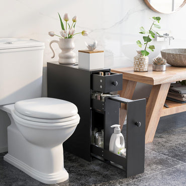 Slim Storage Cabinet with Slide-out Drawers and Flip open Top Cover