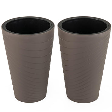 2 Pack Plastic Flower Pot for Balcony Patio