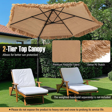 2.7m Cantilever Tiki Parasol Hawaiian Style Patio Beach Umbrella with Vented Top