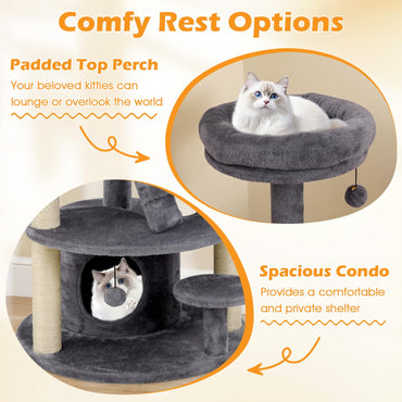 Multilevel Cat Climbing Tower with Condo Sisal Scratching Posts