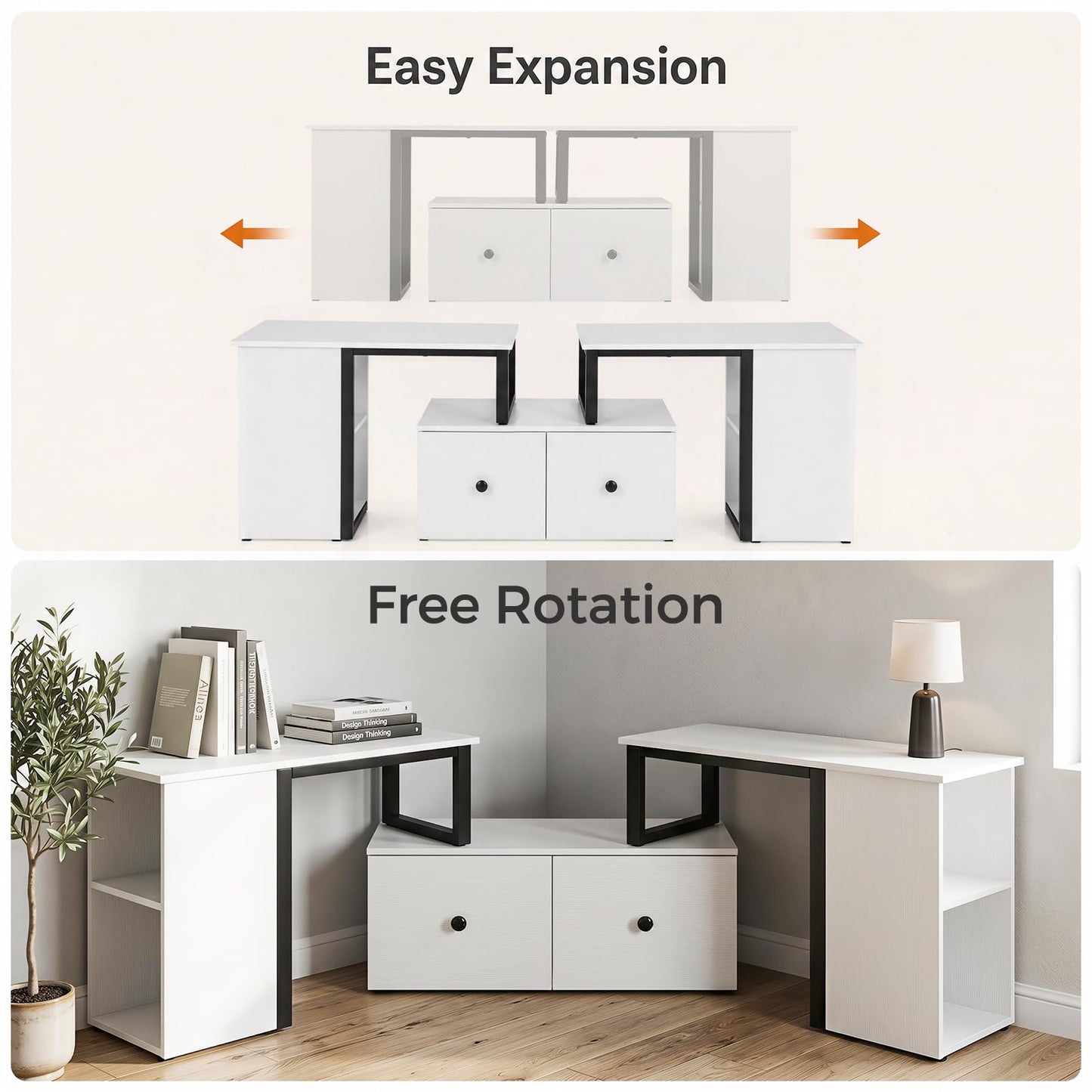 Wood TV Cabinet Lowboard TV Stand with 2 Large Drawers