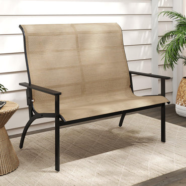 Outdoor Adirondack Bench Chair with High Back and Armrests