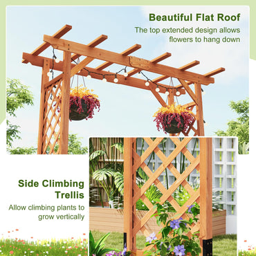 Wooden Garden Arch Entryway Trellis Pergola Arbour(152 x 80 x 215cm)