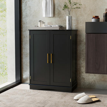 Bathroom Floor Storage Cabinet with 2 Doors and Adjustable Shelves