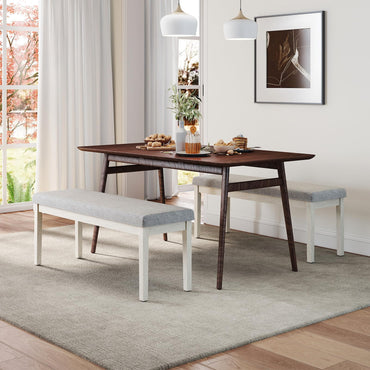 Upholstered Dining Bench Shoe Bench with Rubber Wood Legs and 300 KG Max Load