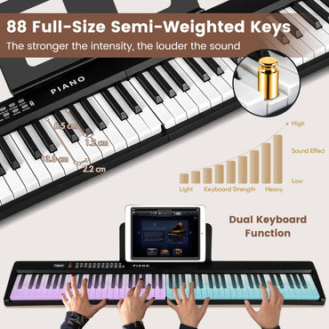 88 Key Folding Digital Piano Keyboard with Microphone
