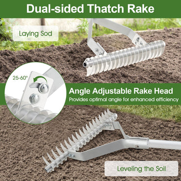 178 cm Aluminum Garden Thatch Rake