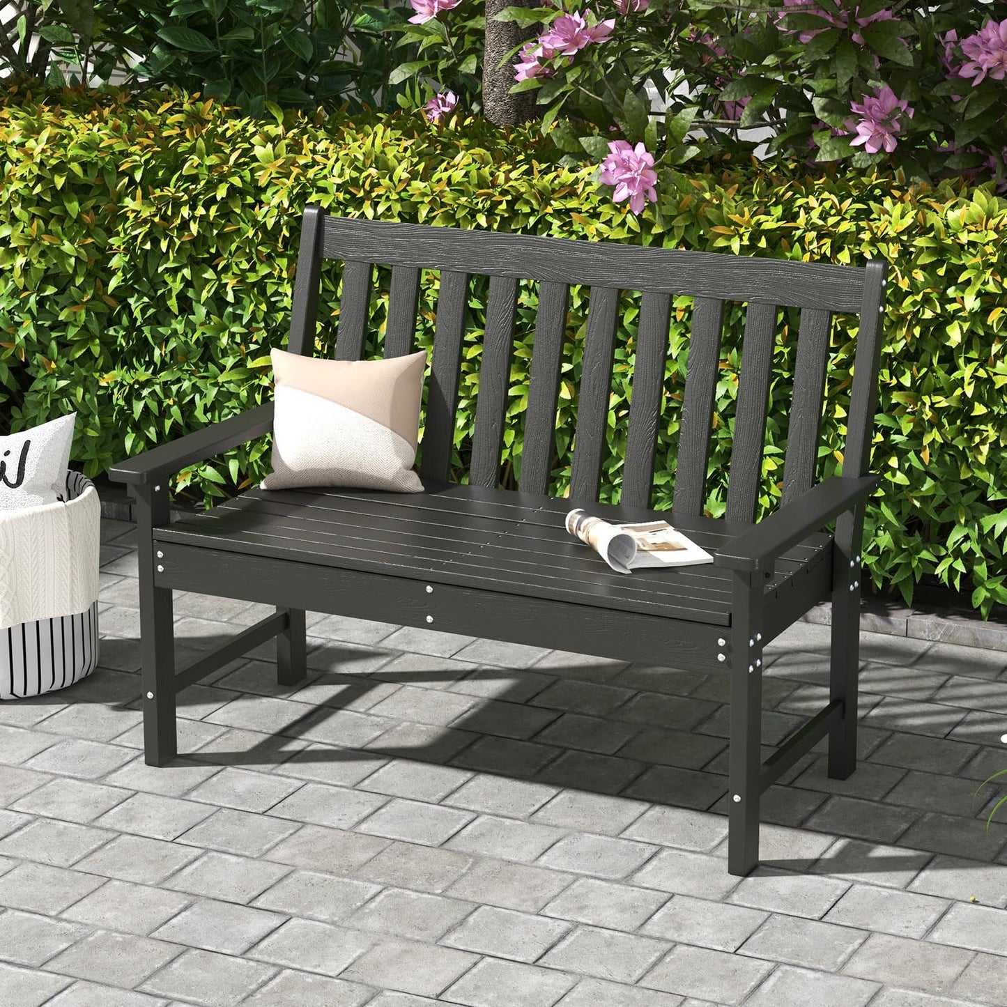 2-Seater All-Weather HDPE Patio Loveseat Park Bench Chair