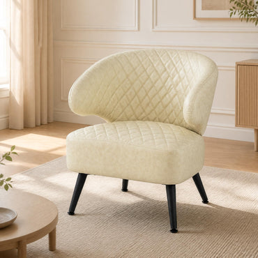 Mid Century Accent Chair Comfy PU Leather Upholstered Armchair