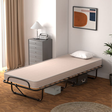 Rollaway Folding Bed with Memory Foam Mattress Guest Bed with Wheels