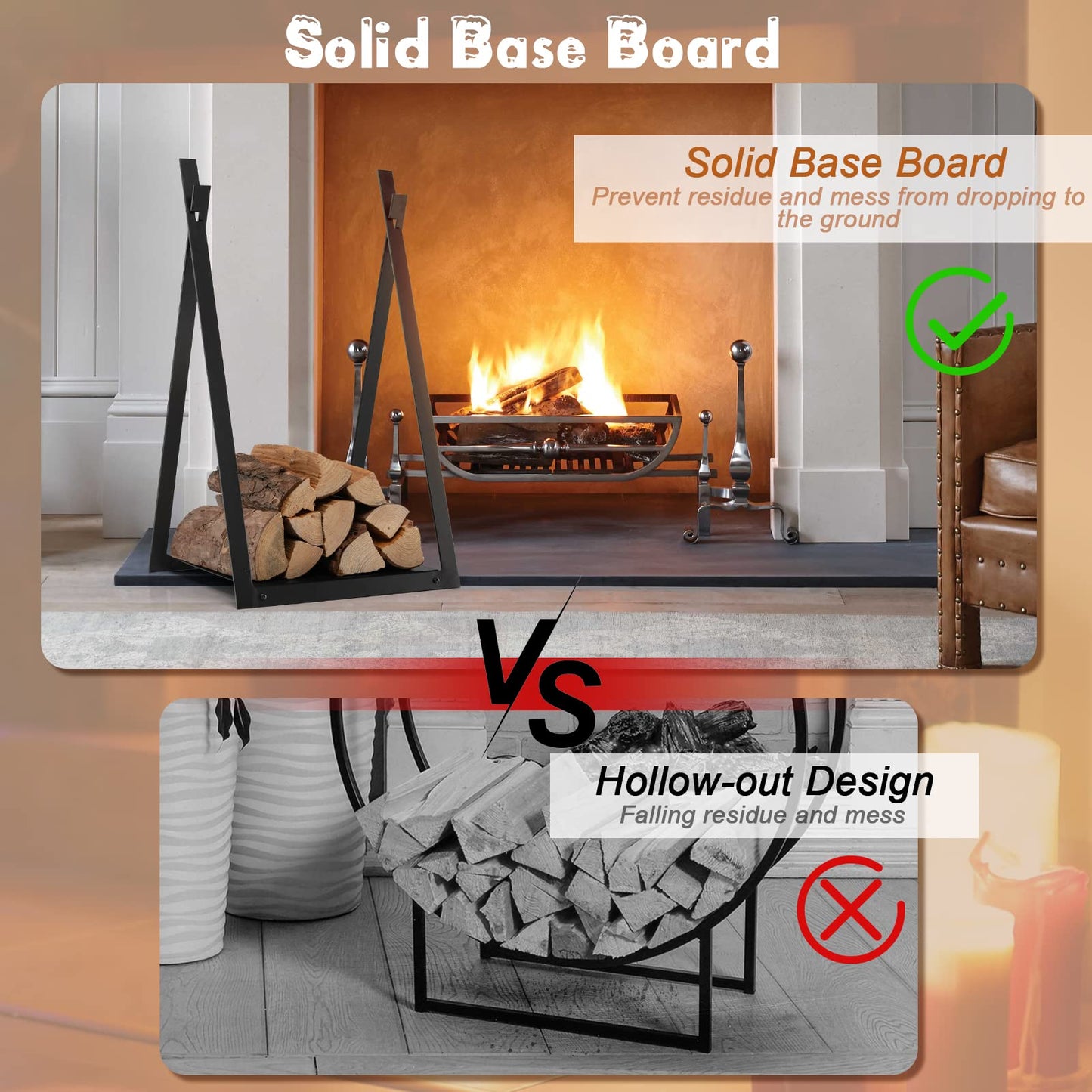 GiantexUK Firewood Rack, Indoor Outdoor Metal Firewood Log Holder