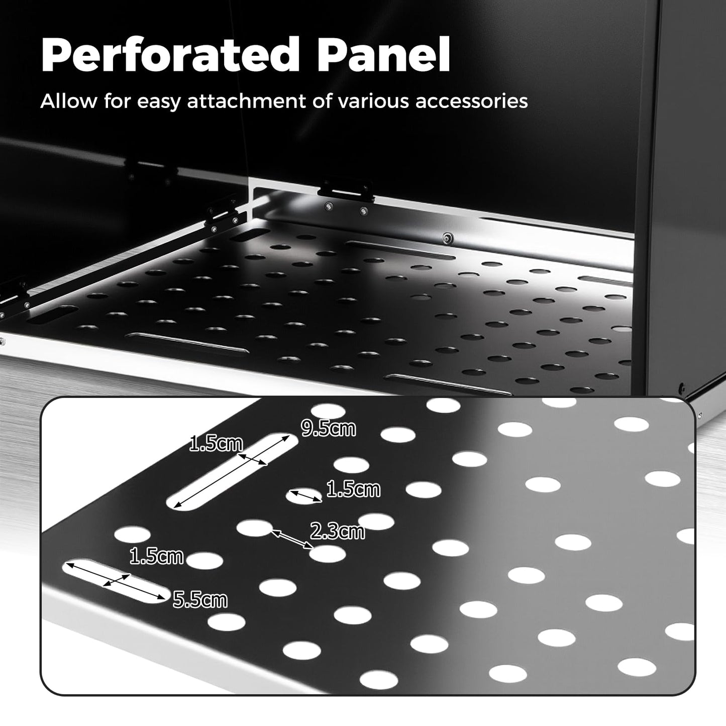 Galvanized Metal Work Table with Perforated Panel