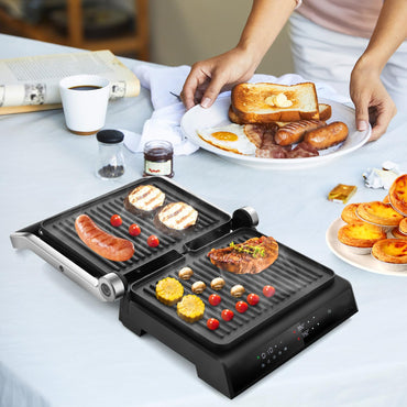 3 in 1 Indoor Grill with 180-degree Opening Design and 5 Auto Cooking Modes