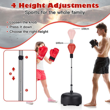 Freestanding & Height Adjustable Punching Bag with Stand and Gloves