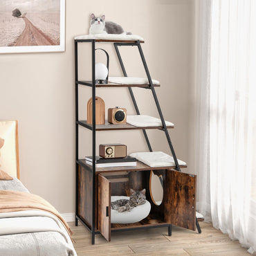 Hidden Cats Washroom Climbing Frame with Ladder Shelf & Removable Plush Cushions