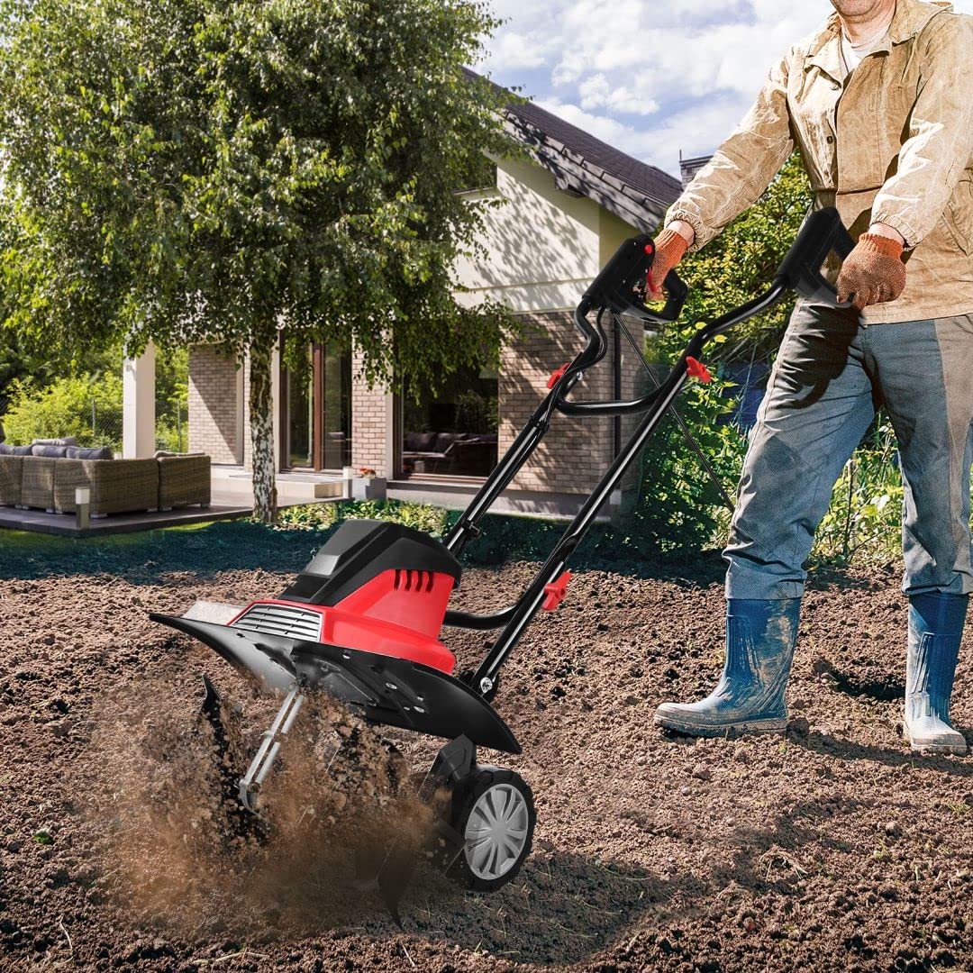 GiantexUK1200W/1500W Electric Tiller Lawn Soil Scarifier with 4/6 Tiller Blades