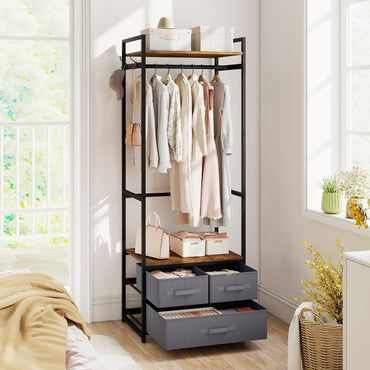 Clothes Rail, Freestanding Metal Garment Rack Coat Stand with Hanging Rail