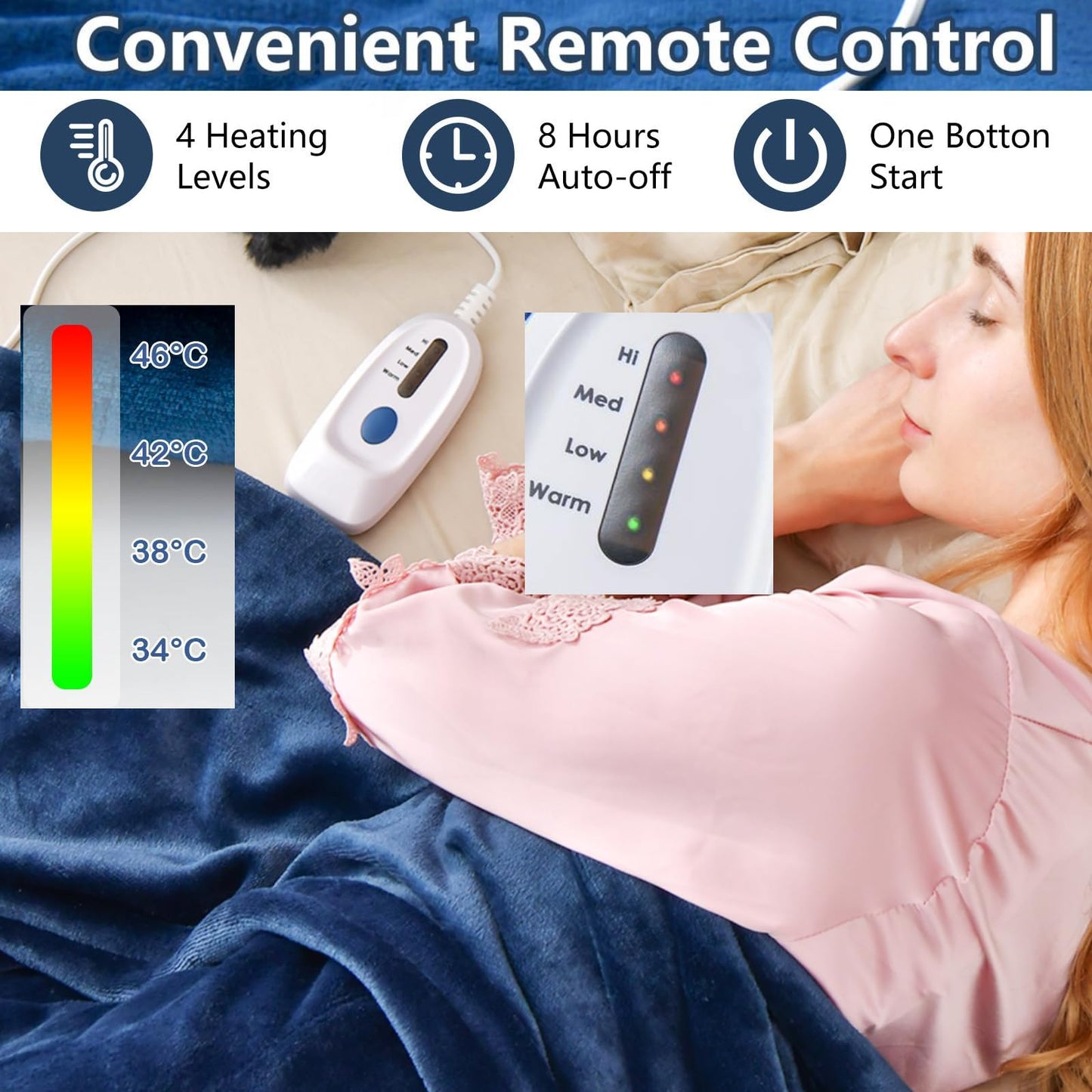 Electric Heated Blanket with 4 Heating Levels