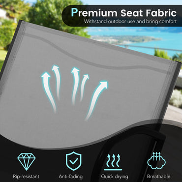 3 Piece Patio Chair Set Metal Aluminum Wide Armchair and Table Set