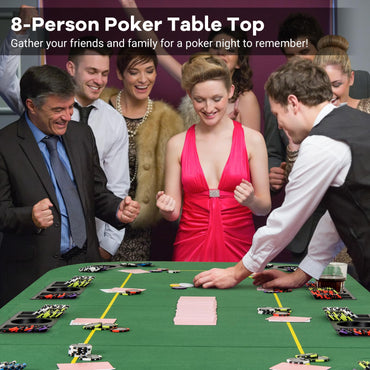 8-Player Foldable Poker Table Top with Carry Bag for Family Game Casin