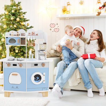 Wooden Kids Kitchen Playset with Coffee Maker for 3+ Years Old