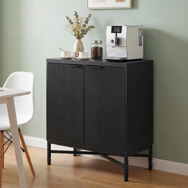 Fluted Sideboard Buffet Cabinet with 2 Doors and Adjustable Shelf