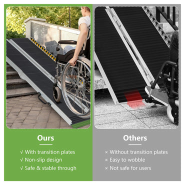 Portable Aluminum Wheelchair Ramp with Transition Plate