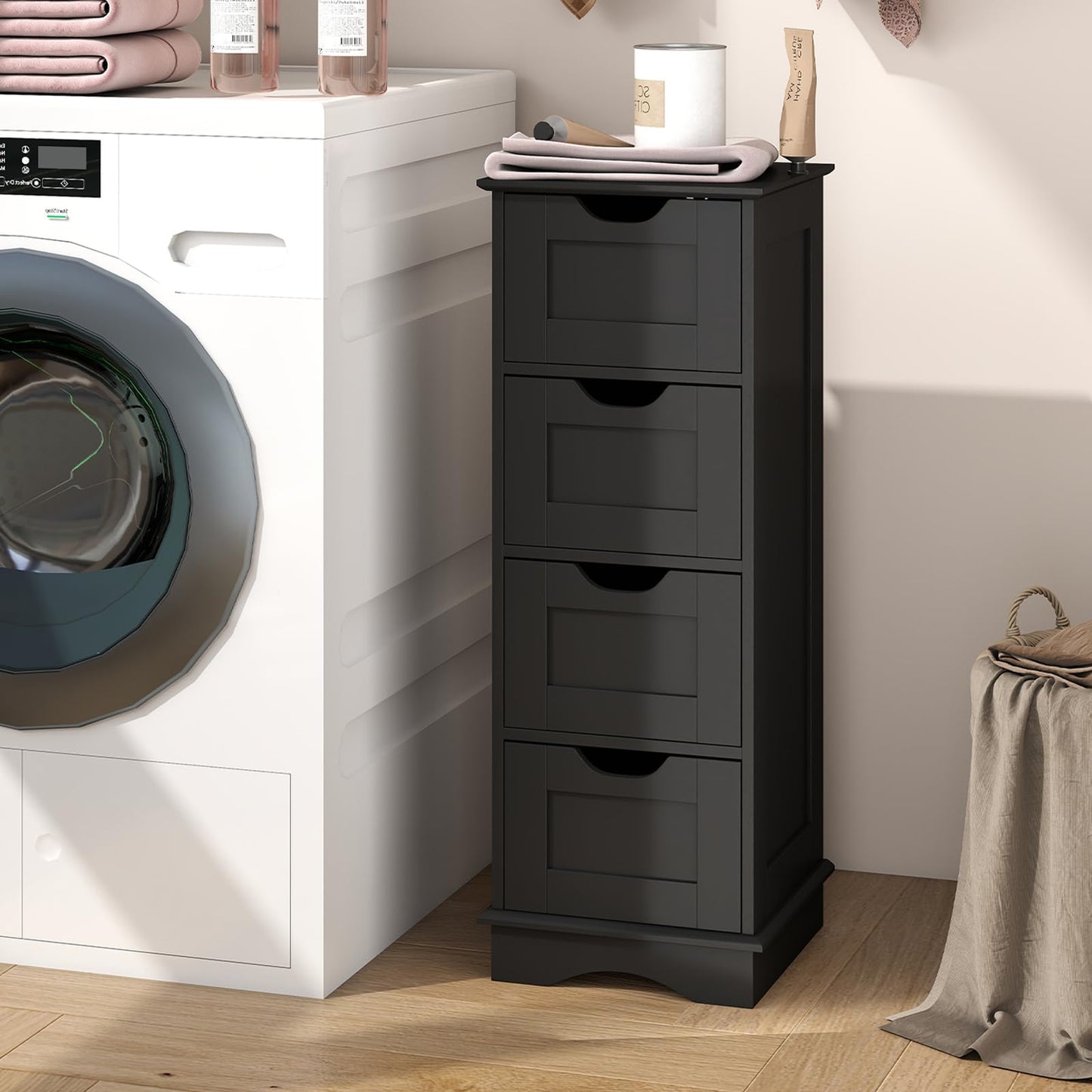 4-Drawer Bathroom Cabinet Narrow Floor Standing Cabinet