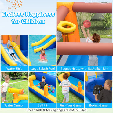 7-In-1 Water Slide Park with Splash Pool