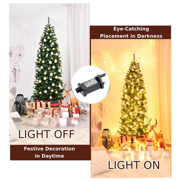 GiantexUK 150cm/180cm Pre Lit Premium Christmas Tree, Green Xmas Tree with 150/250 LED Lights