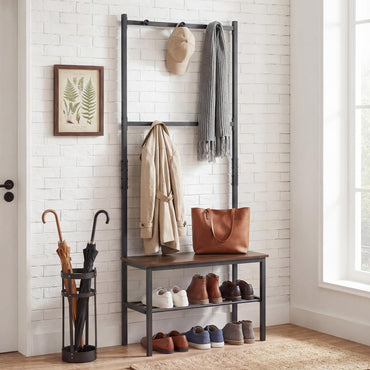 Coat Rack with Shoe Storage Bench, Freestanding Hall Tree Coat Stand with Hooks