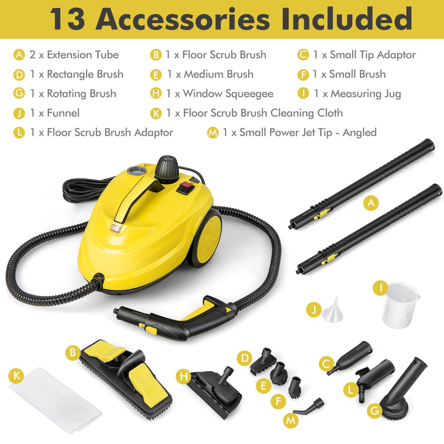 2000W 1.8L Multipurpose Steam Cleaner with 13 Accessories
