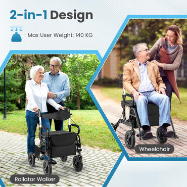 Wheeled Walking Frame Transfer Wheelchair with Seat