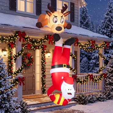 Inflatable Christmas Santa Claus and Reindeer, 8FT Self Inflating Xmas Decoration