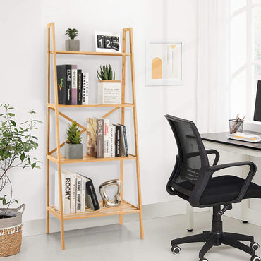 4 Tier Freestanding Bookcase with Anti Toppling Device for Living Room