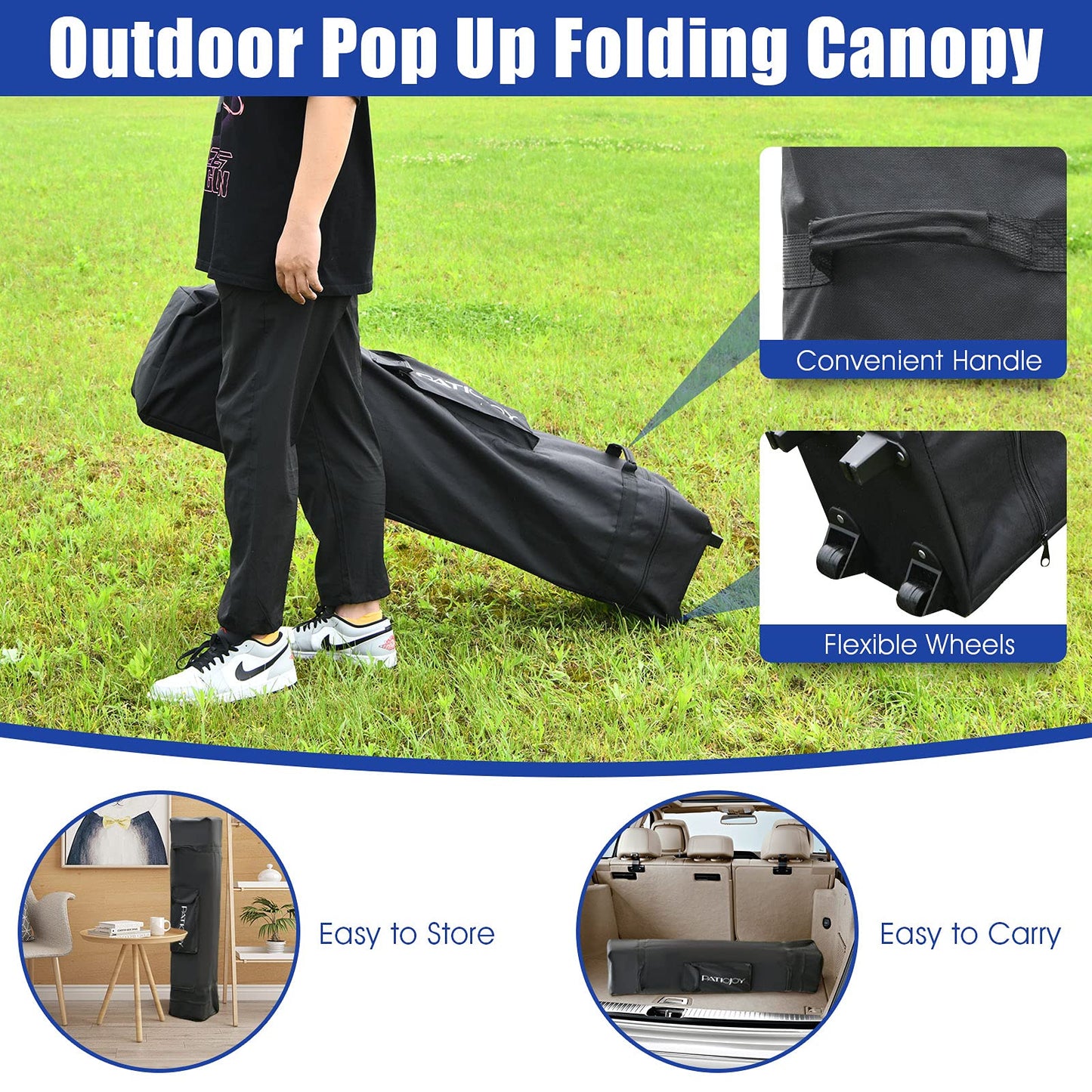 4 x 4m Pop up Outdoor Gazebo with 2-Tier Roof and Carrying Bag