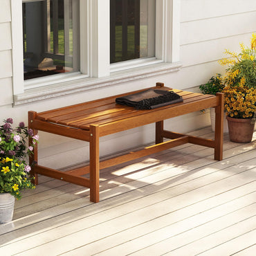 Wooden Garden Bench, 2 Seater Outdoor Bench with Slatted Curved Seat