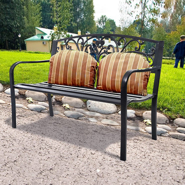 Metal Frame 2 Seater Garden Bench Butterfly Pattern
