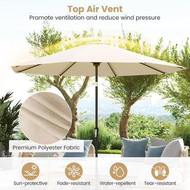 96 Solar Powered LED Lights Patio Umbrella with Tilt