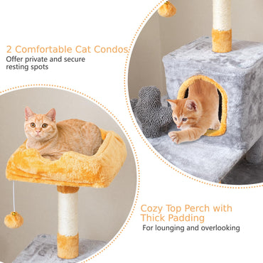 128 CM Tall Cat Tree with Sisal Scratching Posts and Ladder