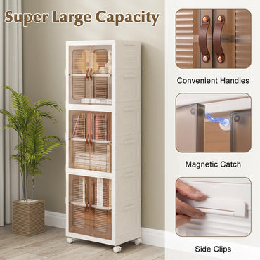 6-Cube Stackable Storage Bins with Lockable Wheels for for Kitchen Living Room Bedroom